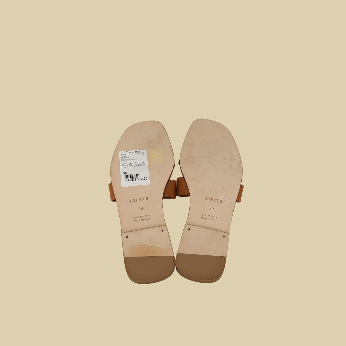 Hermes Natural Oran Sandals 39-Hermes-THE CLOSET