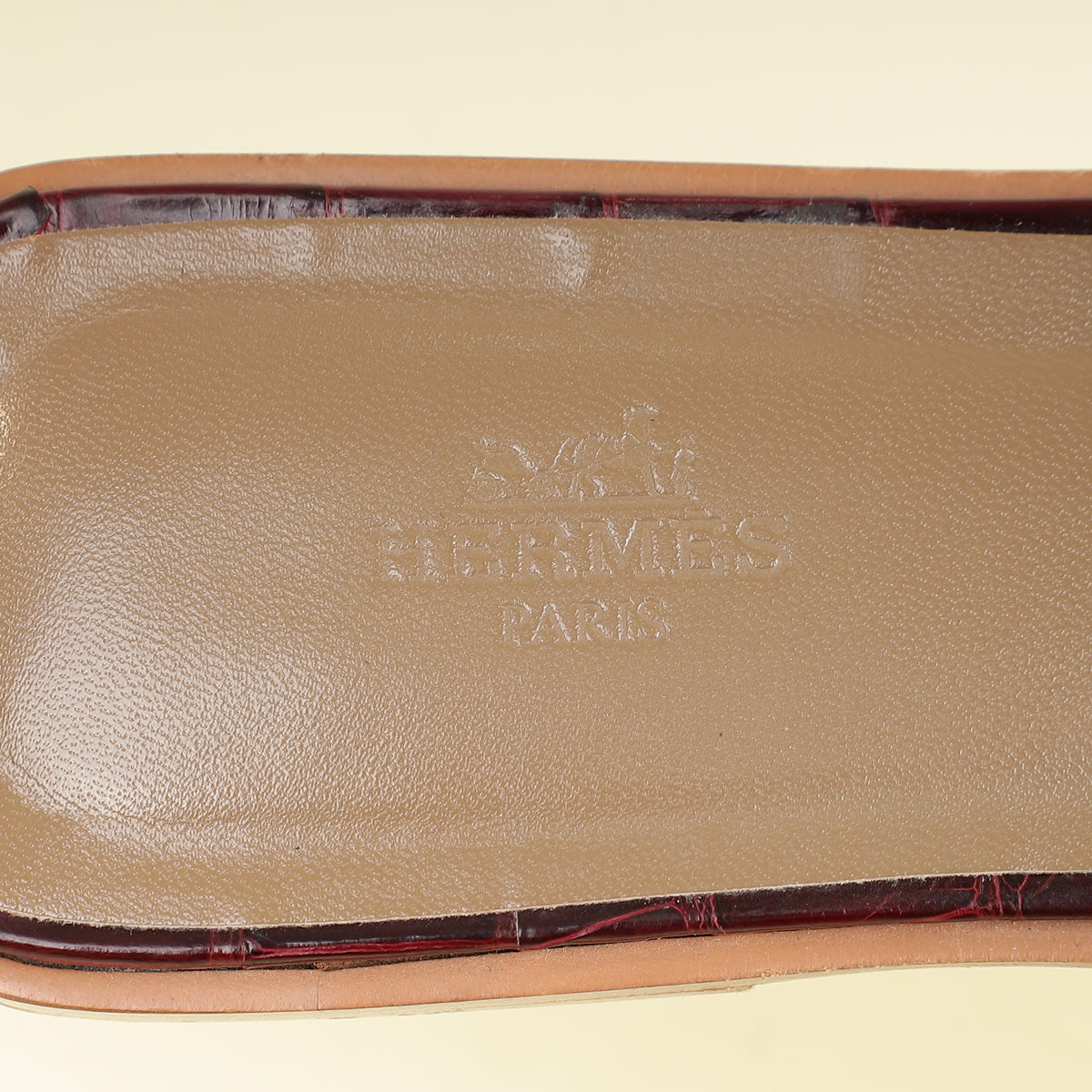 Hermes Bordeaux Shiny Alligator Oran Sandals 39-Hermes-THE CLOSET