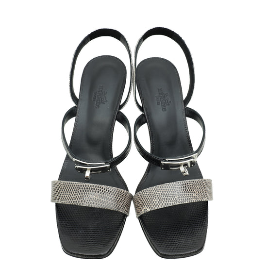 Hermes Bicolor Lizard Glamour 75 Sandals 39