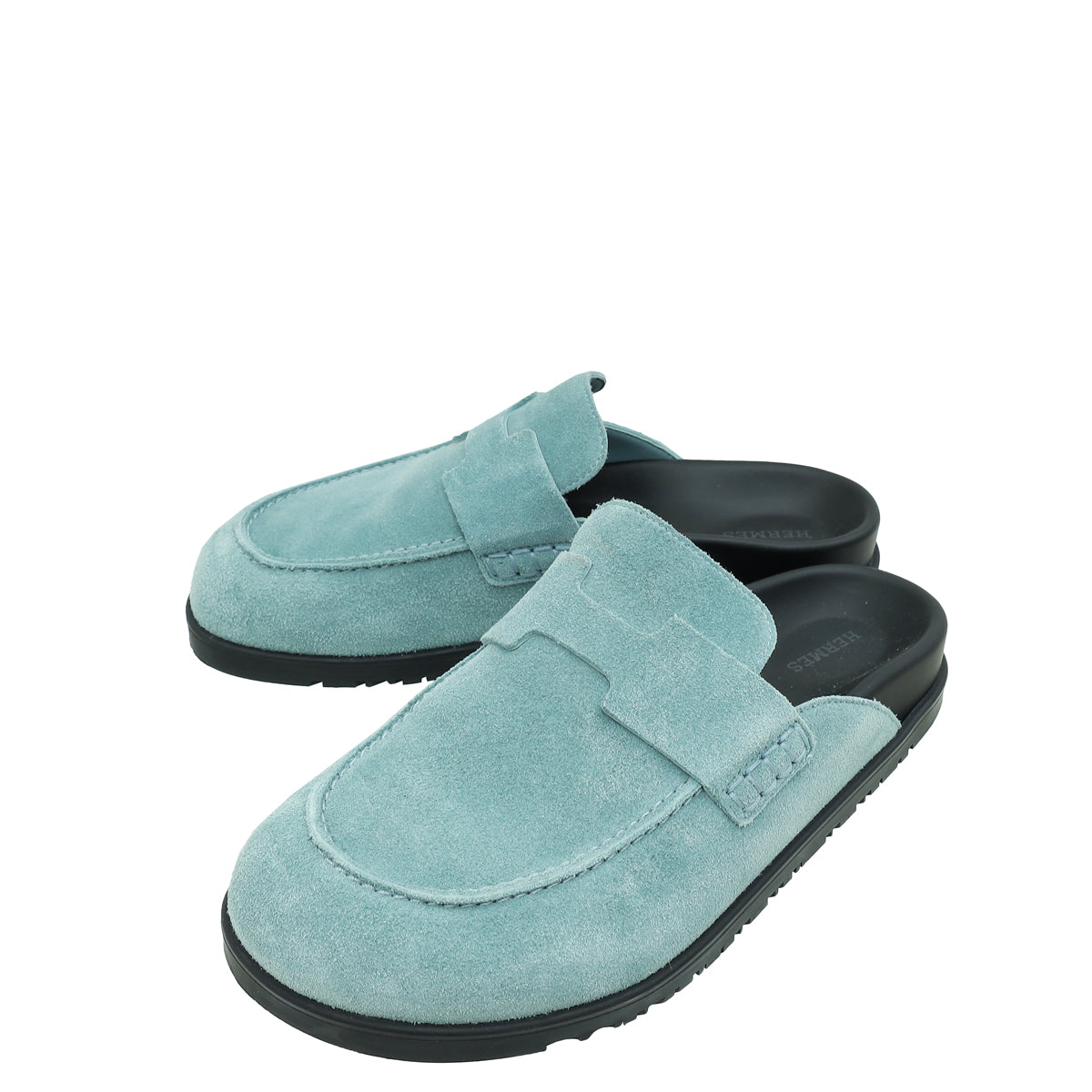 Hermes Vert Deau Go Suede Calfskin Mule 39-Hermes-THE CLOSET