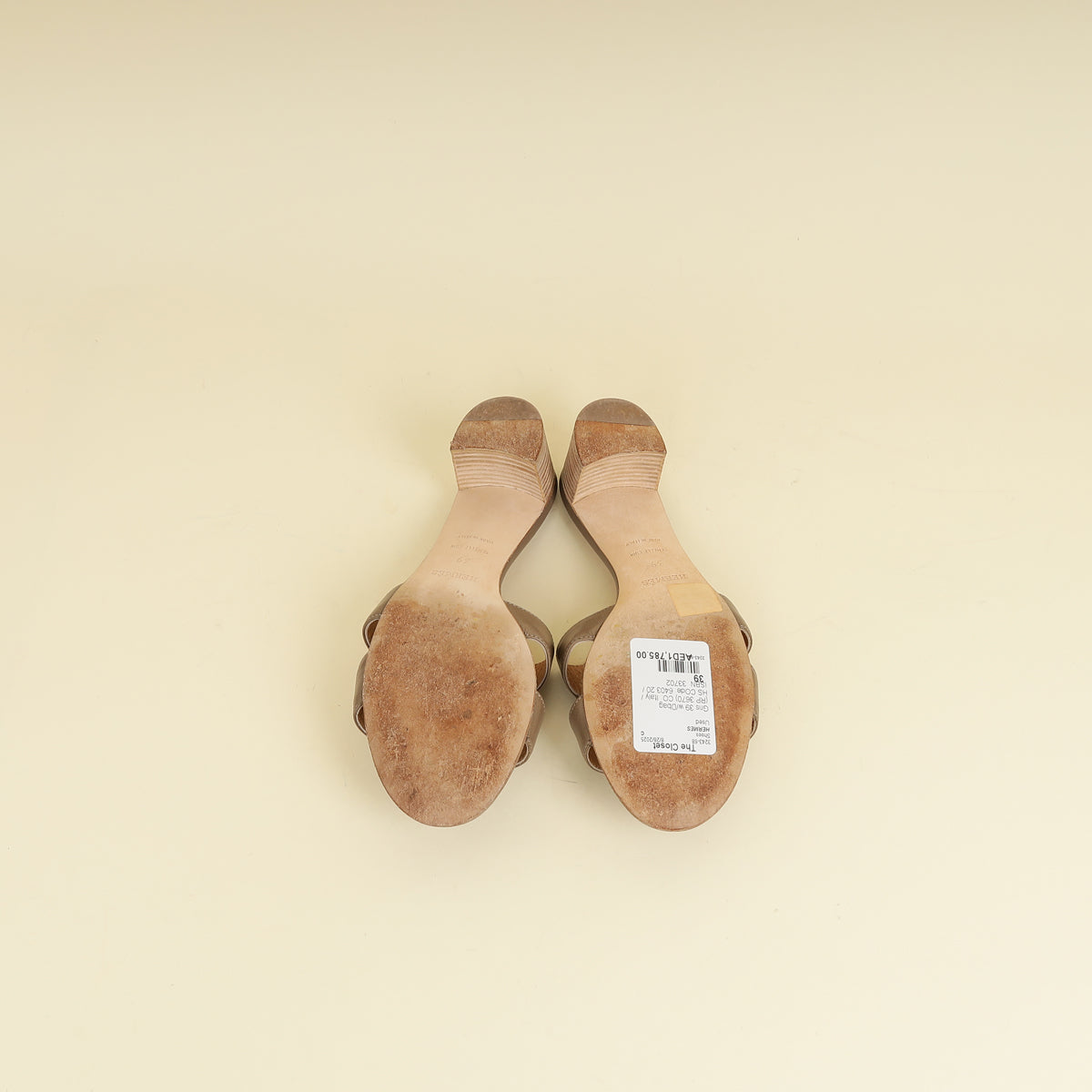 Hermes Gris Oasis Sandals 39