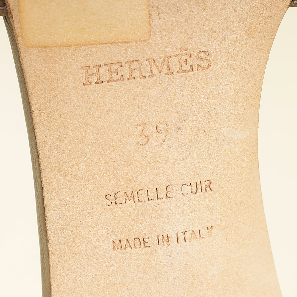 Hermes Gris Oasis Sandals 39