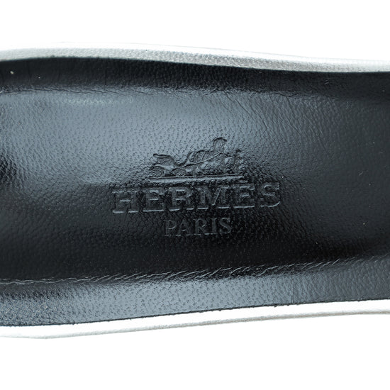 Hermes Gris Argente Tandem Sandal 39
