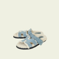 Hermes Bleu Tonnerre Chypre Shearling Sandal 39