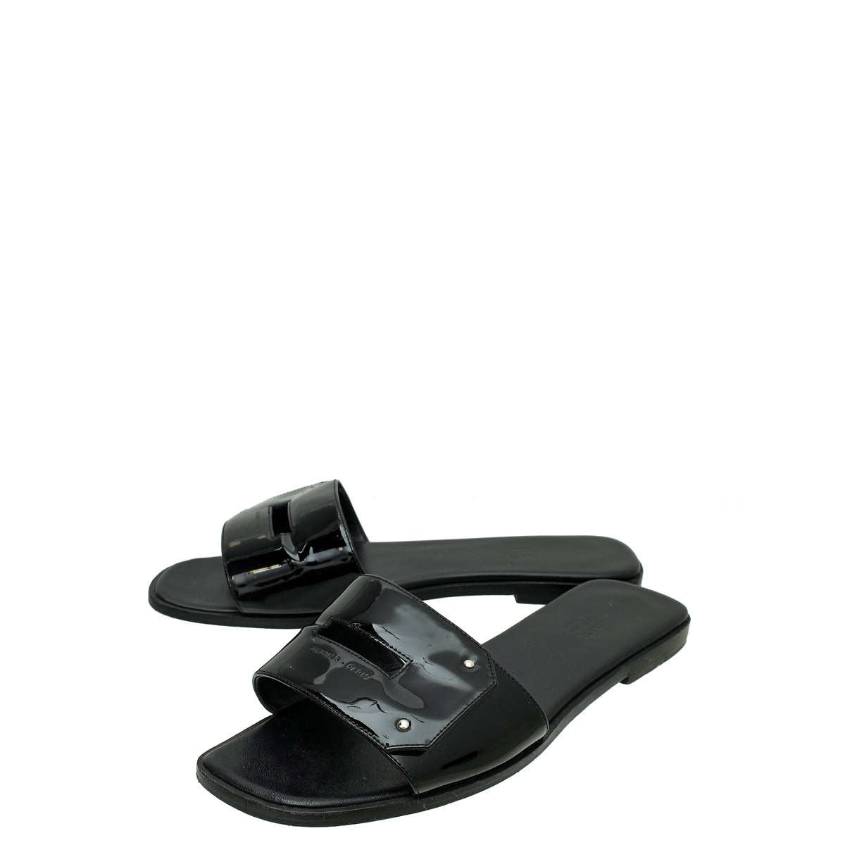 Hermes Noir View Slide Sandals 39