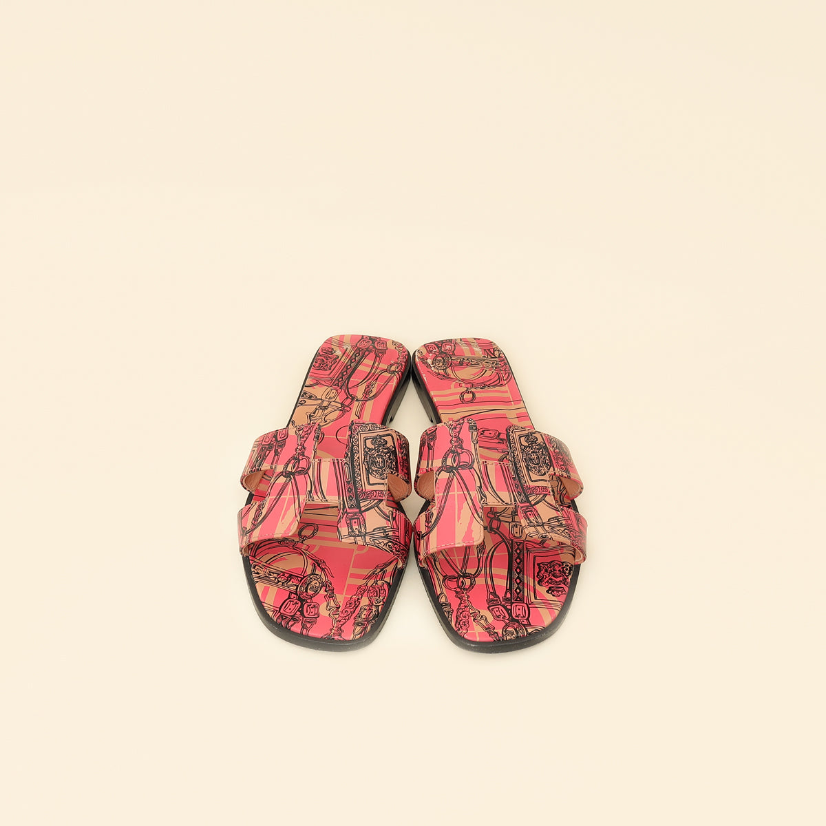 Hermes RoNoir "Brides de Gala en Desordre" Print Oran Sandals 40.5-Hermes-THE CLOSET