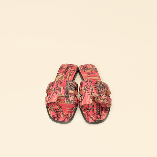 Hermes RoNoir "Brides de Gala en Desordre" Print Oran Sandals 40.5-Hermes-THE CLOSET
