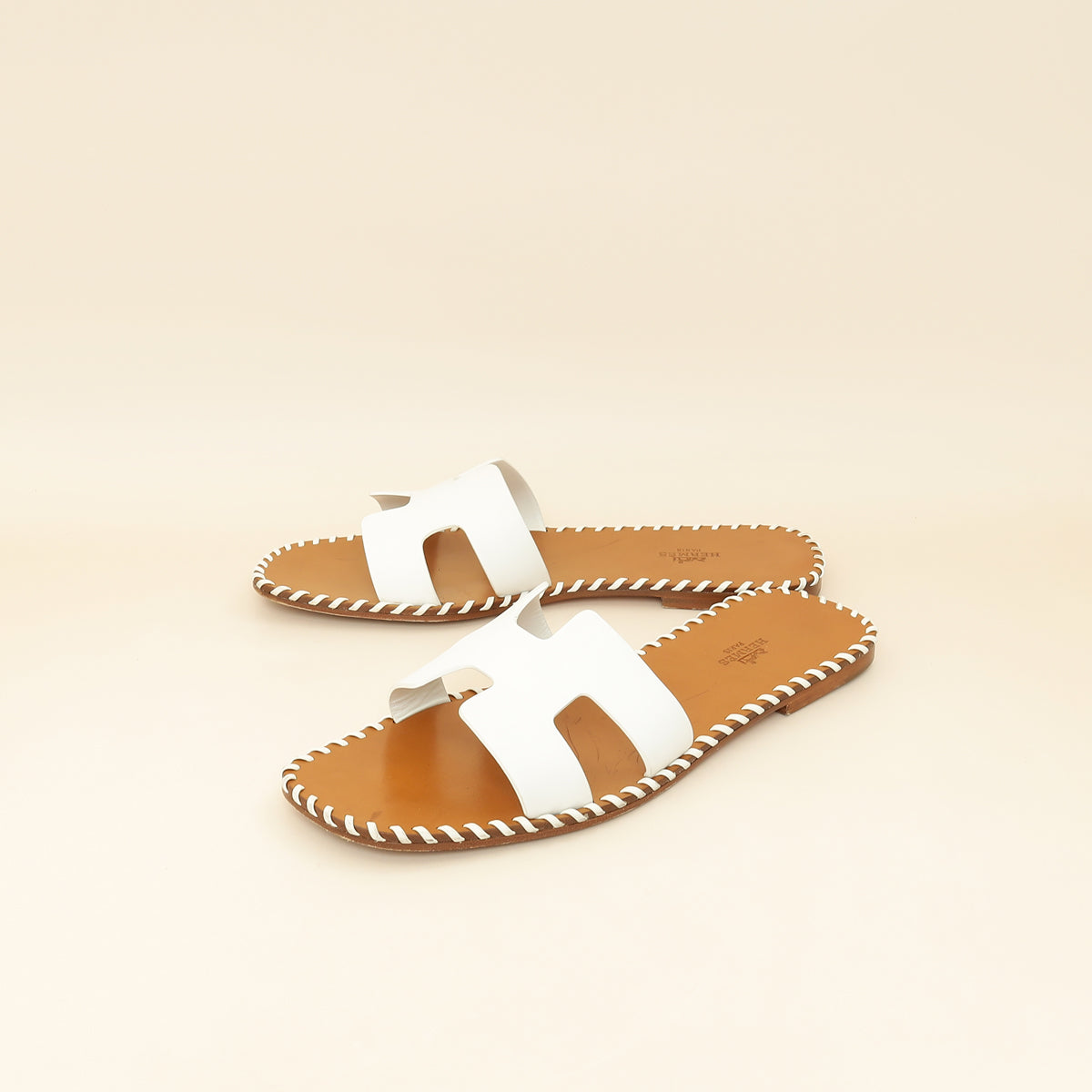 Hermes Blanc Oran Braided Sole Edge Sandal 40-Hermes-THE CLOSET