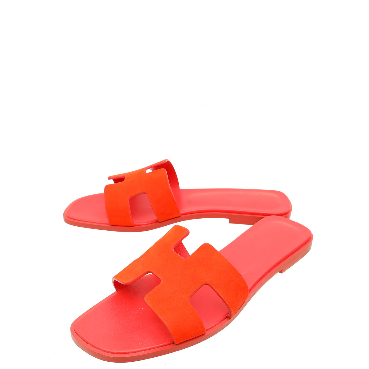 Hermes Orange Corail Suede Goatskin Oran Sandal 40-Hermes-THE CLOSET