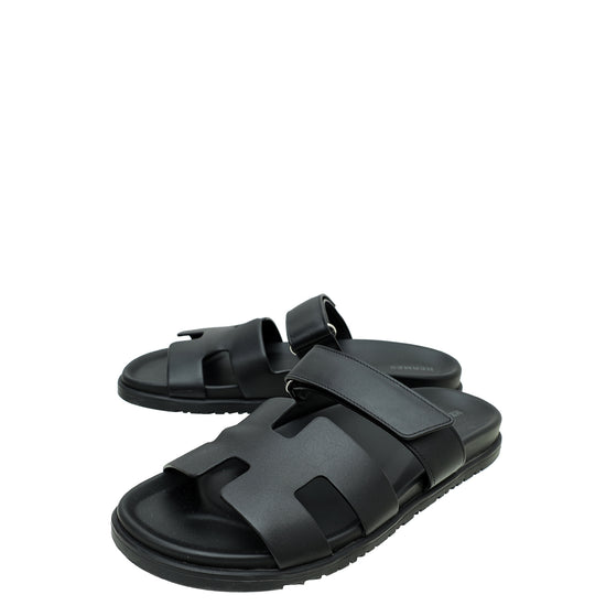 Hermes Black Chypre Sandals 41.5