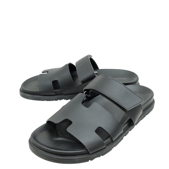 Hermes Black Chypre Sandals 41.5