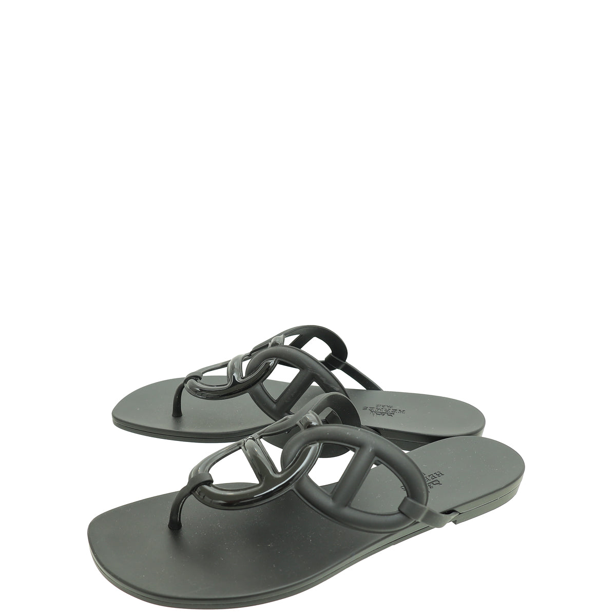 Hermes Noir Rubber Egerie Sandal 41-Hermes-THE CLOSET