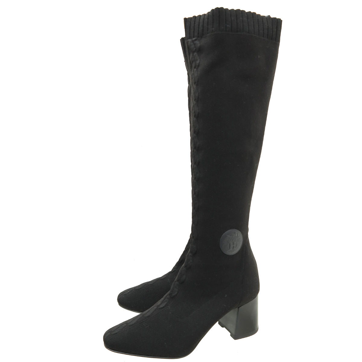 Hermes Noir Fontaine 60 Knit Boot 41-Hermes-THE CLOSET