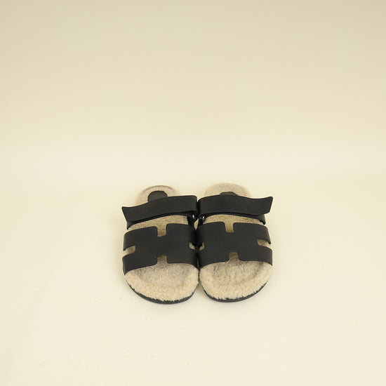 Hermes Bicolor Chypre Sandal With Shearling 42