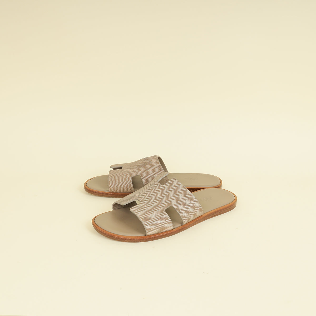 Hermes Beige Sable Chevron Izmir Sandals 43