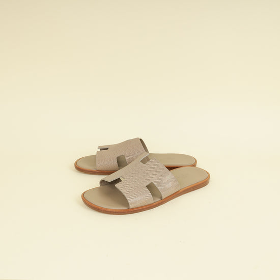 Hermes Beige Sable Chevron Izmir Sandals 43