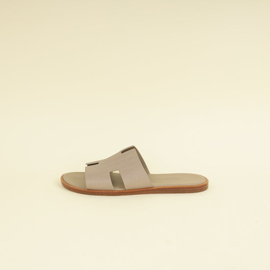 Hermes Beige Sable Chevron Izmir Sandals 43