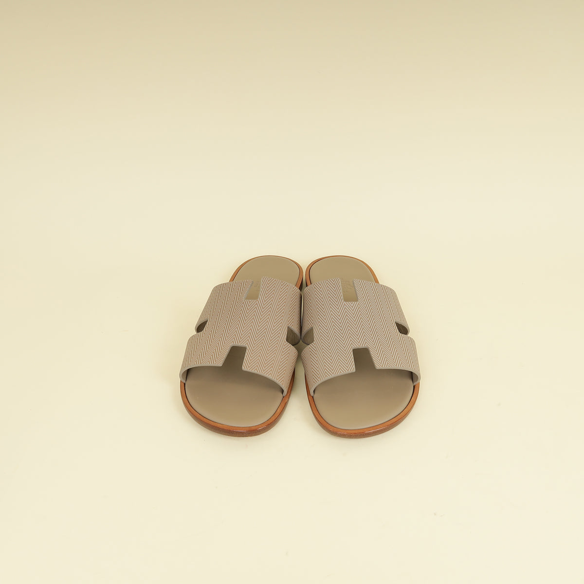 Hermes Beige Sable Chevron Izmir Sandals 43