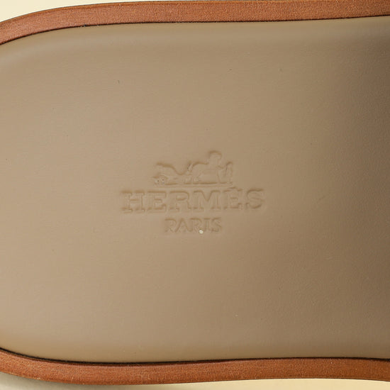 Hermes Beige Sable Chevron Izmir Sandals 43