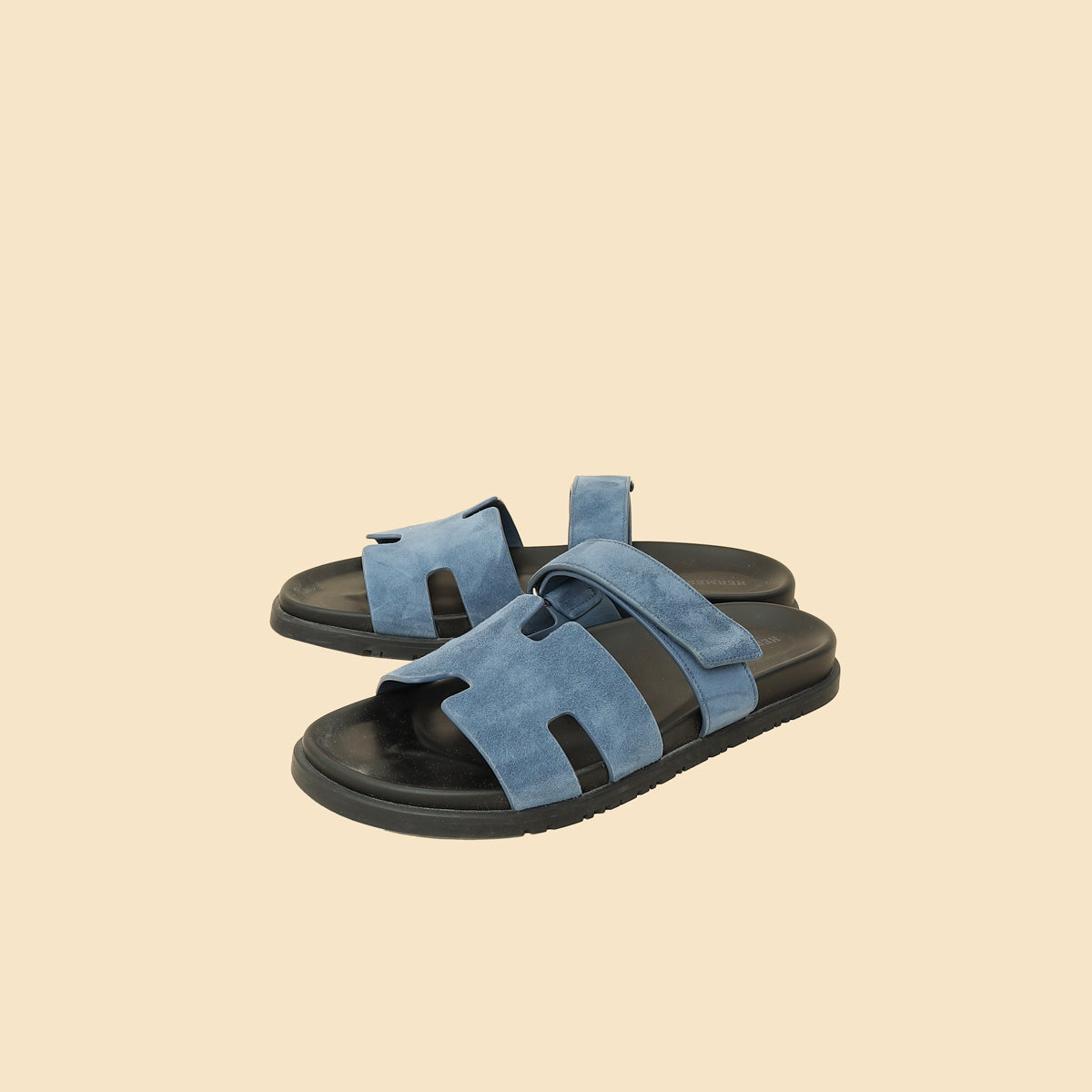 Hermes Blue Celeste Suede Chypre Sandals 45-Hermes-THE CLOSET
