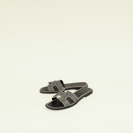 Hermes Pink Nude Oran Crystal Beads Embellished Sandal 35.5