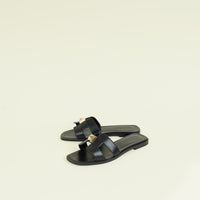 Hermes Noir One Stud Oran Sandal 35.5