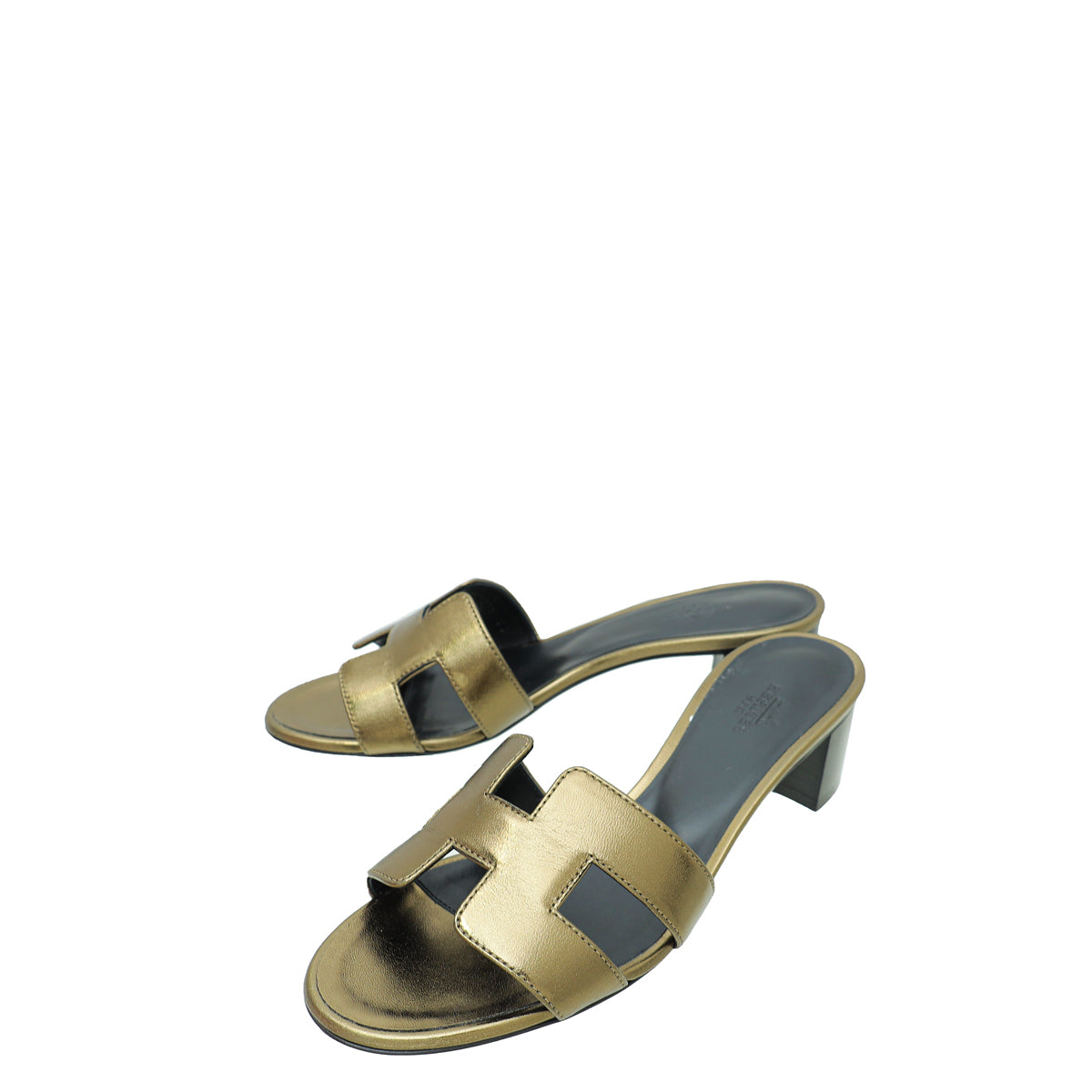 Hermes Olive Oasis Metallic Sandal 36.5-Hermes-THE CLOSET
