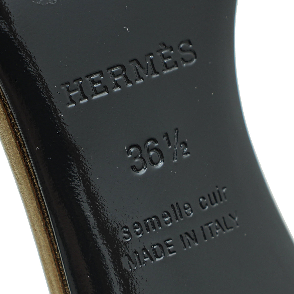 Hermes Olive Oasis Metallic Sandal 36.5