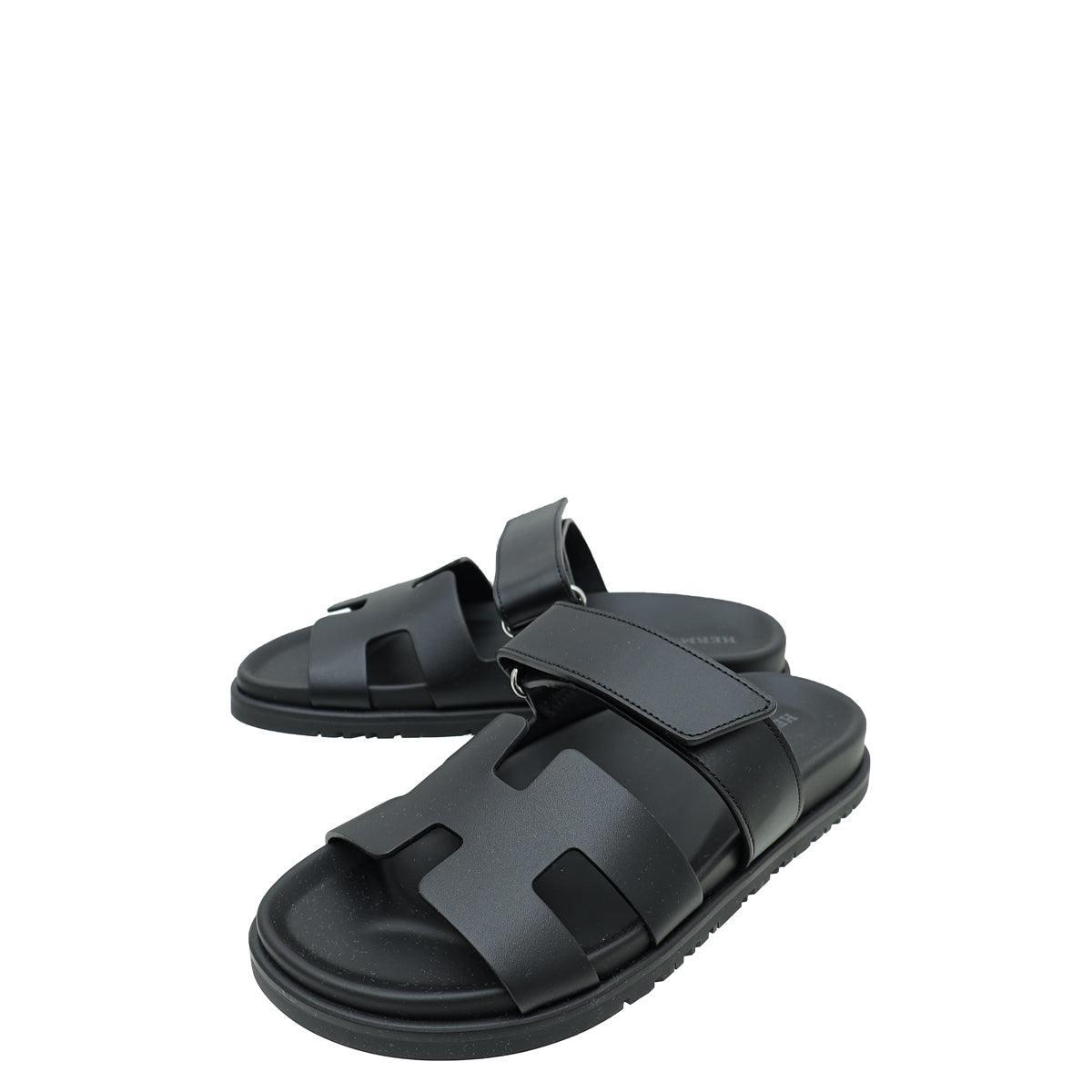 Hermes Noir Chypre Sandals 36.5