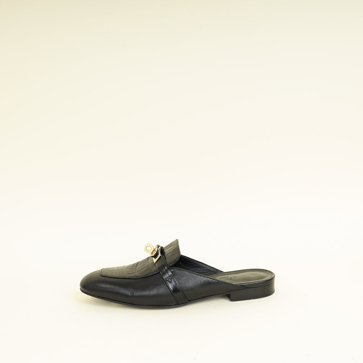 Hermes Noir Oz Mules 36