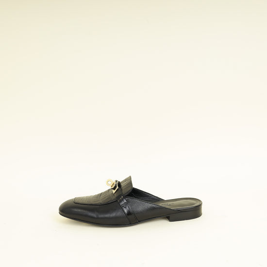 Hermes Noir Oz Mules 36