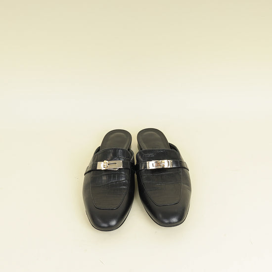 Hermes Noir Oz Mules 36