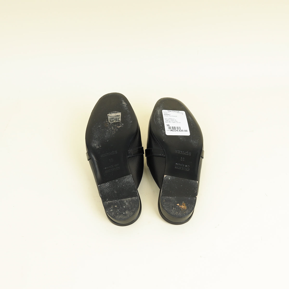 Hermes Noir Oz Mules 36