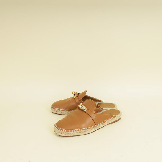 Hermes Natural Feria Espadrille Mules 36