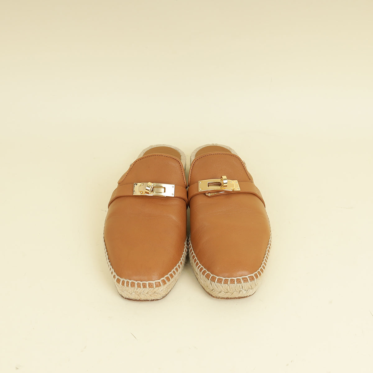 Hermes Natural Feria Espadrille Mules 36
