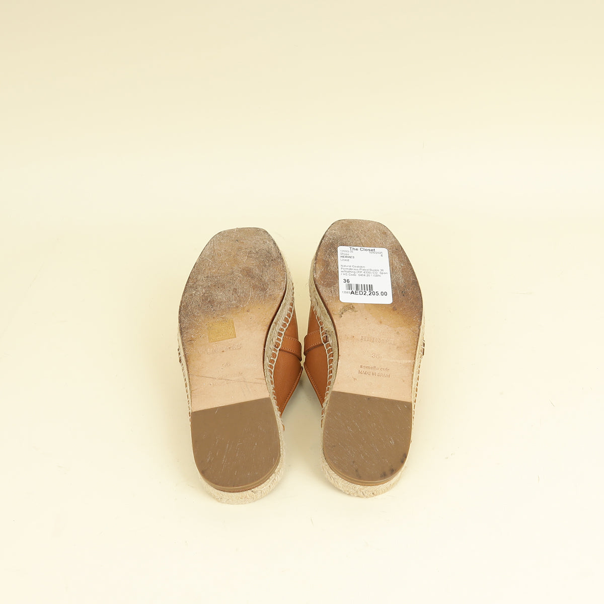 Hermes Natural Feria Espadrille Mules 36