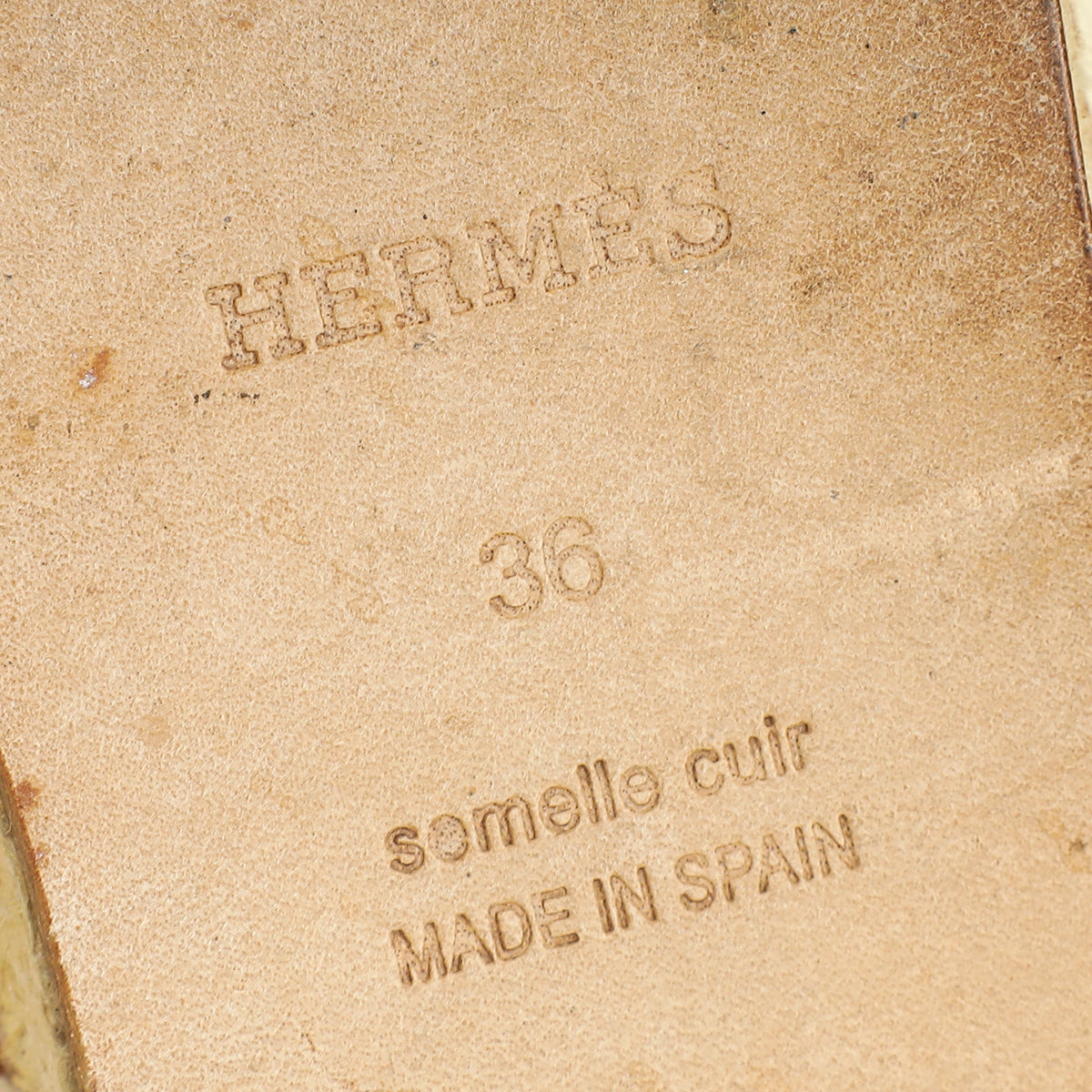 Hermes Natural Feria Espadrille Mules 36