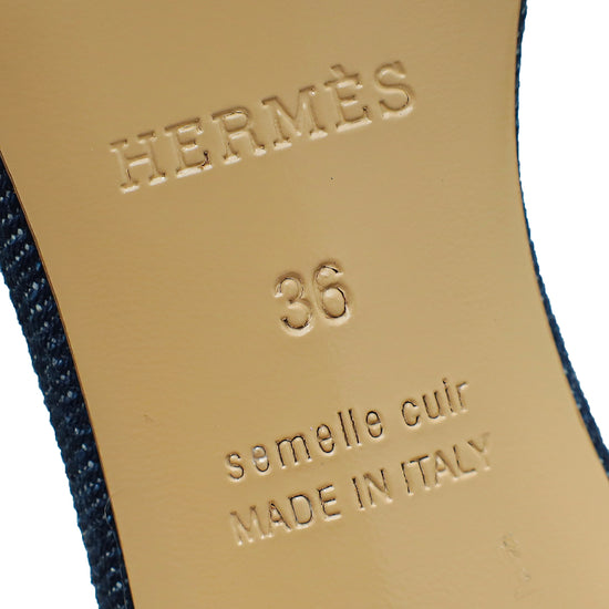 Hermes Bicolor Oasis Denim Sandal 36