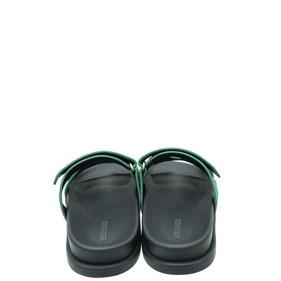 Hermes Vert Green Suede Chypre Sandals 36.5