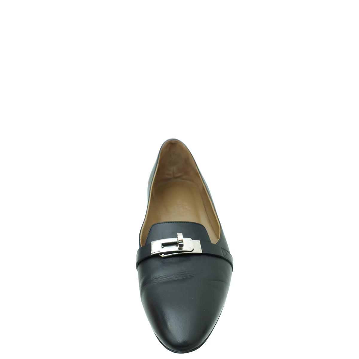 Hermes Noir Pegase Kelly Flat Ballerina 37.5-Hermes-THE CLOSET