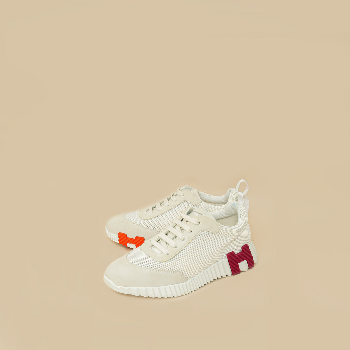 Hermes White Mesh Bouncing Sneakers 37.5-Hermes-THE CLOSET