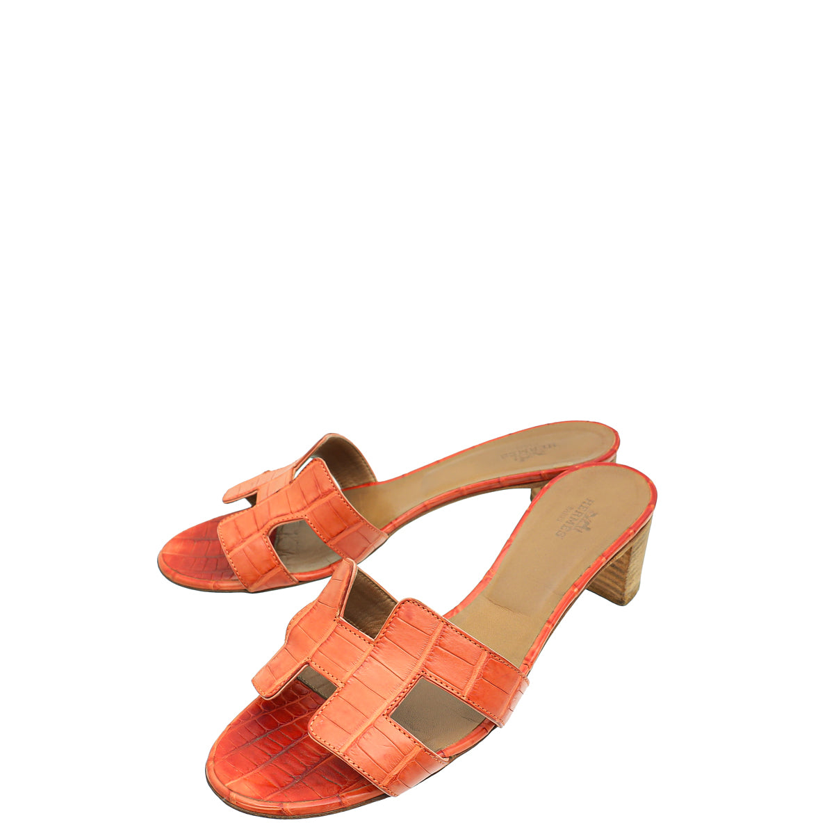 Hermes Orange Corail Matte Alligator Oasis Sandal 37.5-Hermes-THE CLOSET