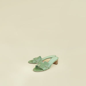 Hermes Vert Jade Lizard Oasis Sandals 37.5