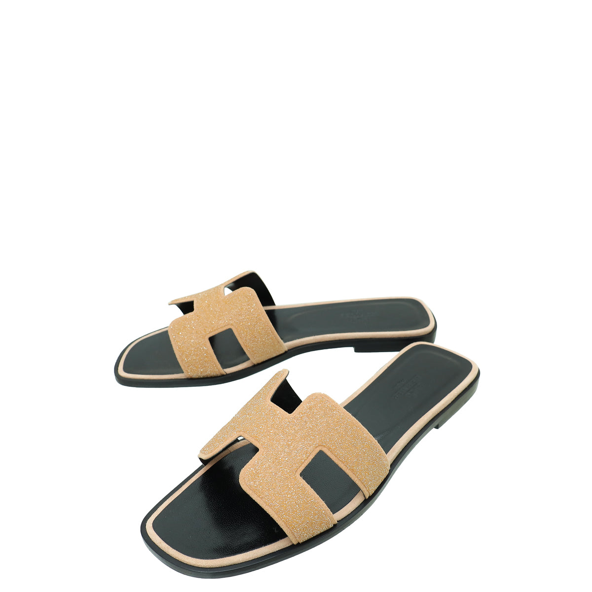 Hermes Beige Pink Oran Rhinestone Embellished Sandal 37.5-Hermes-THE CLOSET