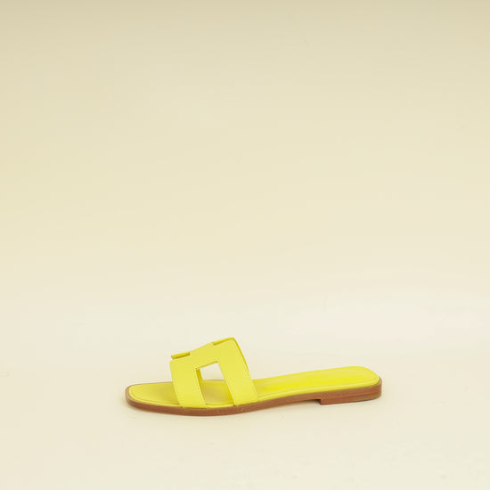 Hermes Cuir Jaune Oran Sandal 37.5