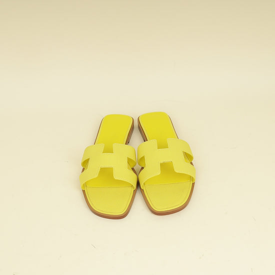 Hermes Cuir Jaune Oran Sandal 37.5
