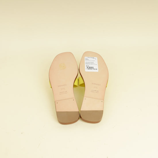 Hermes Cuir Jaune Oran Sandal 37.5