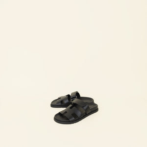Hermes Black Chypre Sandals 37.5