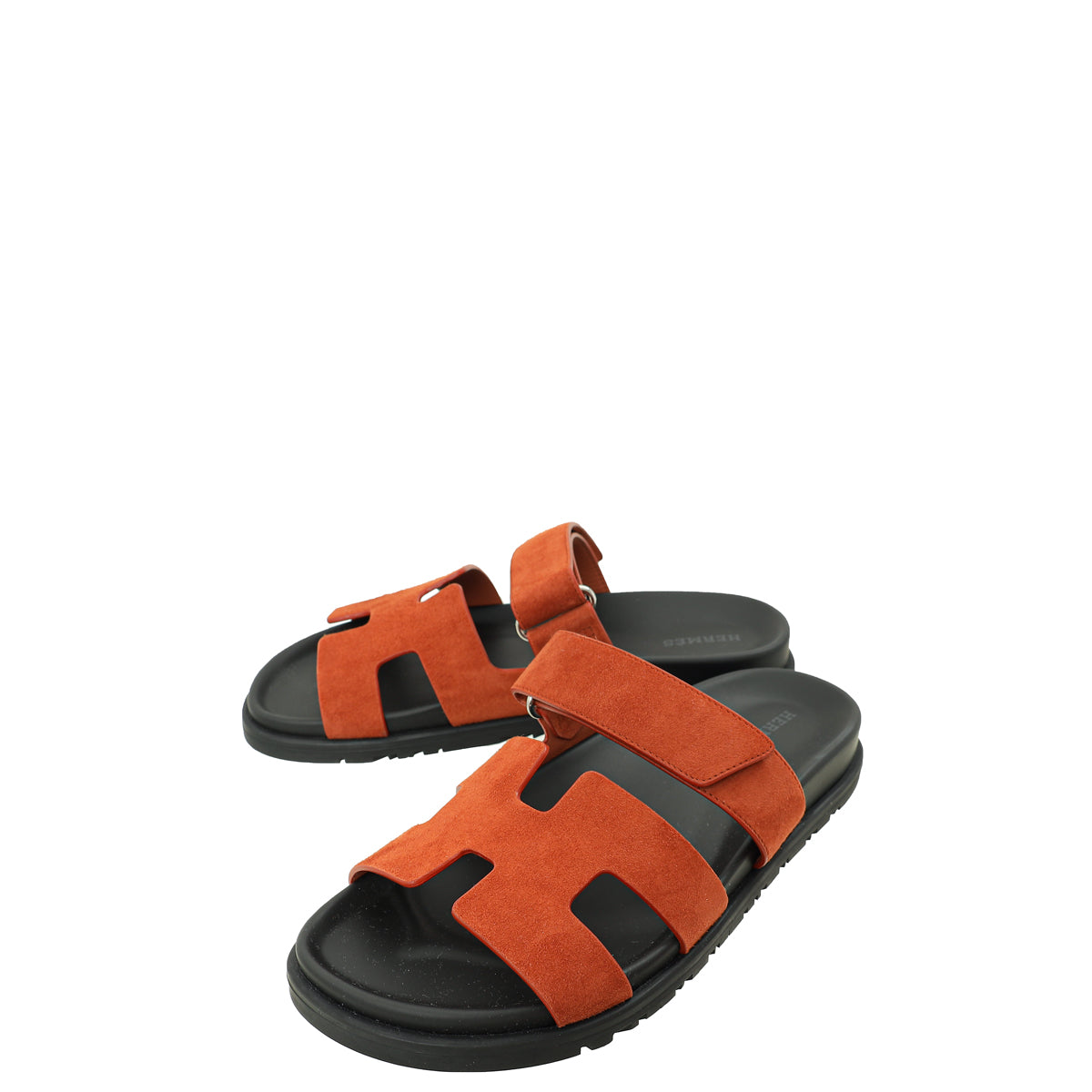 Hermes Burnt Orange Suede Goatskin Chypre Sandal 37.5