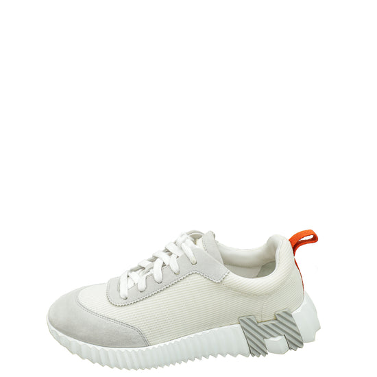 Hermes Bicolor Graphic Mesh & Suede Bouncing Sneaker 37